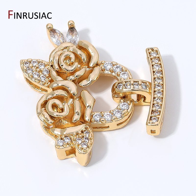 Flower Supply - 14K Altın Kaplama Pirinç Zirkon Çiçek