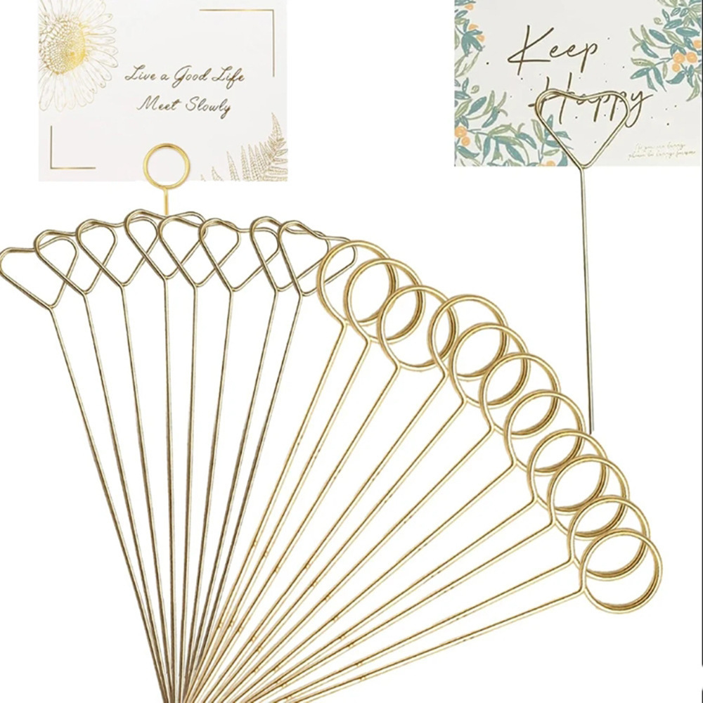 Floral Picks Wood - Metal Çiçek Kart Tutucu Altın Çiçekli