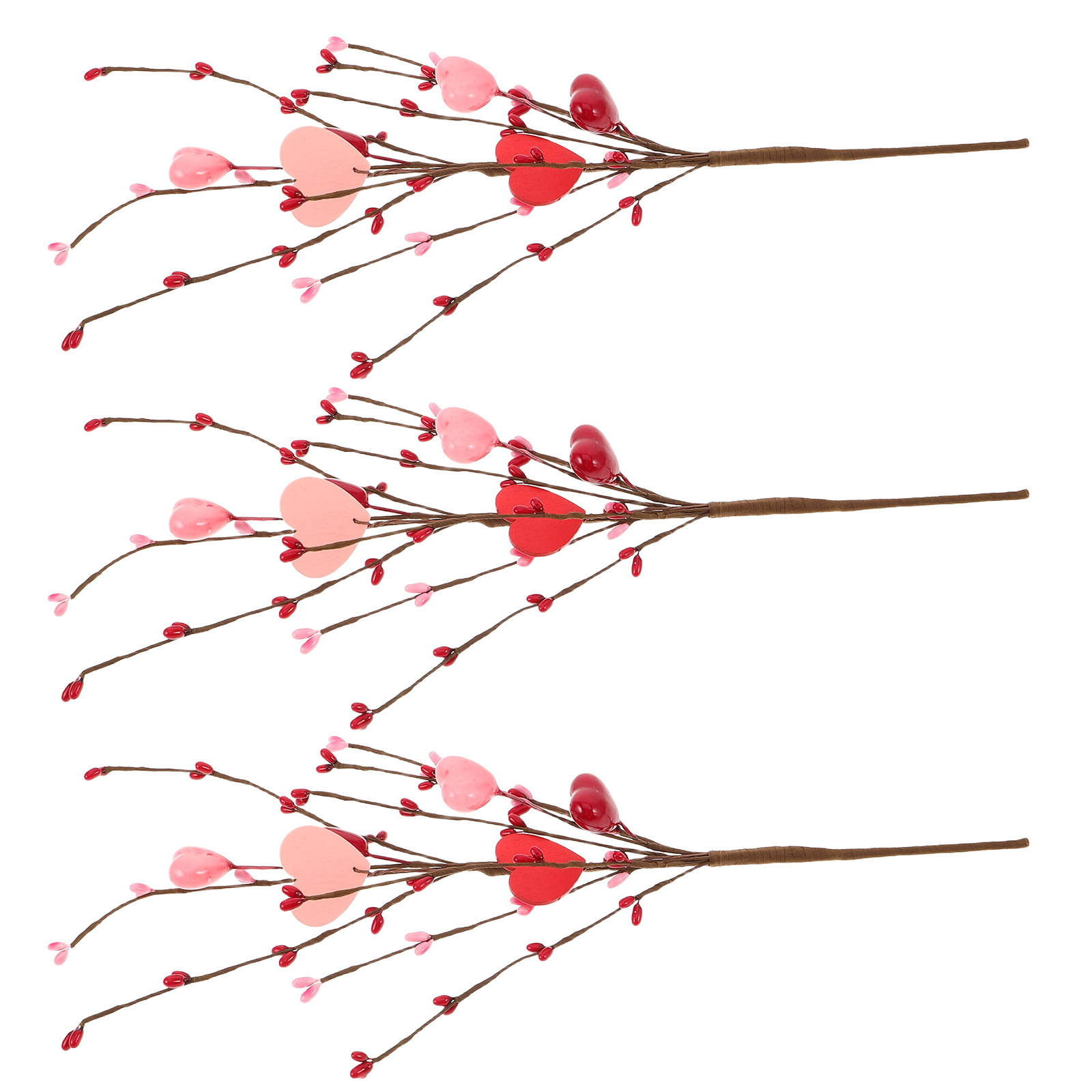 Floral Picks Wood - 3 Adet Kalp Şeklinde Çiçek Sapları