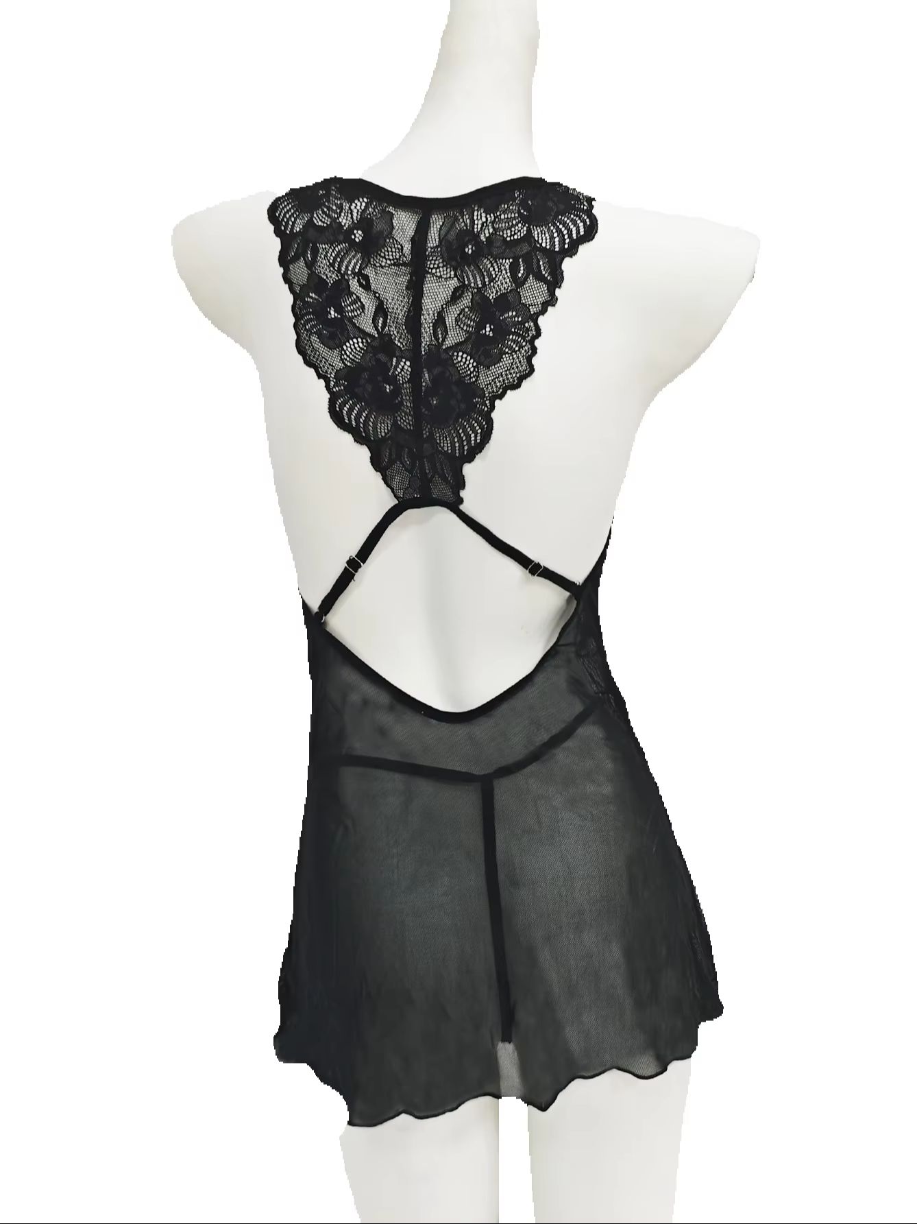 B&J Florist Supply Nyc - Kadın Siyah Dantel Babydoll Lingerie Elbise